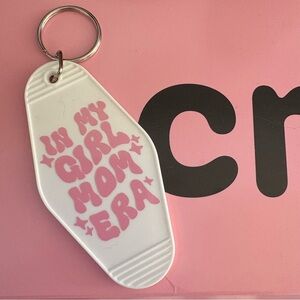 White and Pink 'In My Girl Mom Era' Keychain